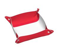 Austrian Flag Print Leather Tray Organizer, Desktop Catchall Trays, Multifunctional Trays, For Keys, Watch, Wallet