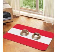 Austrian Flag Print Pet Food Mat Absorbent Non Slip PU Leather Feeding Mat for Dogs Cats Rubber Bottom