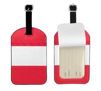 Austrian Flag Printed Leather Luggage Tag, Durable Baggage Identifier, Soft PU ID Label, for Business Travel