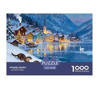 Austrian Hallstatt Lakeside Winter Wooden Jigsaw Puzzle Waterproof 1000 Piece Puzzles for Adults Gifts Fun Educational Games