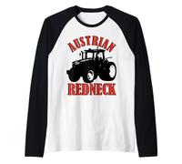 Austrian Redneck Alpine Style with Tractor Beer & Mullet Raglan Baseball Tee