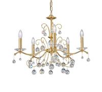 Austrolux Carmen II chandelier, glass, gold-plated, 65 cm