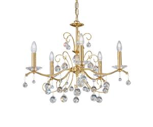 Austrolux Carmen II chandelier, glass, gold-plated, 65 cm