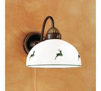 austrolux Rustic wall light Nonna, green with stags