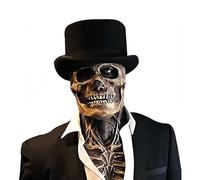 AUSTUFF Halloween Skull Mask, Scary Full Head Horror Mask with Movable Jaw, Scary Realistic Latex Helmet Cosplay Party Props