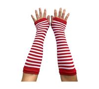AUSUAYA Arm Warmers with Striped Long Gloves with Fingerless for Cosplay & Goth Christmas Party DE-S-G5, Red and white stripes., One Size