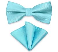 AUSUAYA Men's Bow Tie and Pocket Square Set, Unisex Design Bow Tie and Pocket Square for Business Formal Tuxedo or Wedding MB-T8, turquoise, One Size