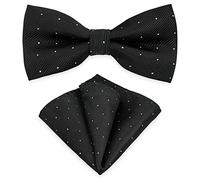 AUSUAYA Men's Bow Tie and Pocket Square Set, Unisex Design Bow Tie and Pocket Square for Business Formal Tuxedo or Wedding MB-T8, black, One Size