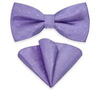 AUSUAYA Men's Bow Tie and Pocket Square Set, Unisex Design Bow Tie and Pocket Square for Business Formal Tuxedo or Wedding MB-T8, Lavender purple, One Size