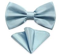 AUSUAYA Men's Bow Tie with Pocket Square Set, Bow Tie for Men with Pocket Square for Tuxedo & Suit DE-M-B-T6, Slate blue, One Size