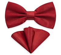 AUSUAYA Men's Bow Tie with Pocket Square Set, Bow Tie for Men with Pocket Square for Tuxedo & Suit DE-M-B-T6, Burgundy red, One Size