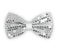 AUSUAYA Men's Glitter Sequin Bow, Boys Shiny Sequin Bow Tie for Birthday or Wedding Party BT-3, Silver / white, One Size