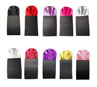 AUSUAYA Men's Pre-Folded Silk Pocket Squares Set of 10, Prefolded Handkerchief For Wedding Party/Suit/Tuxedo GB-PF-H-6 (Pure color - Black,Red,Lavender,Rose,Silver,White,Burgundy,Purple,Gold,Pink)