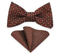 AUSUAYA Self-tied bow tie pocket square set, men's tuxedo self-tied bow tie with handkerchief for wedding party MS-B12, Maroon Floral, One Size