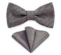 AUSUAYA Self-tied bow tie pocket square set, men's tuxedo self-tied bow tie with handkerchief for wedding party MS-B12, Brown with jacquard, One Size