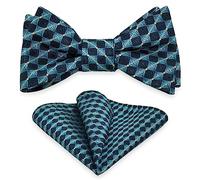 AUSUAYA Self-tied bow tie pocket square set, men's tuxedo self-tied bow tie with handkerchief for wedding party MS-B12, Navy with glitter dot, One Size