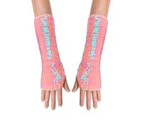 AUSUAYA Sequin Gloves, Bling Performance Gloves Sparkly & Glitte For Birthday & Stag & Rave Party DE-S-YG, pink, One Size