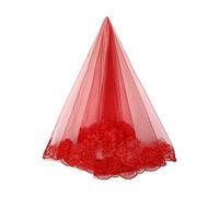 AUSUAYA Wedding Bridal Veil, Women Simple Tulle Cathedral Veil for Bachelorette Party and Wedding Hen Party W-V-1, Long - red lace - 1 level 150 cm, eine Größe.