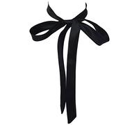 Women Long Silk Bow Tie, Ladies Satin Self Necktie/Ribbon BowTie For T-shirt Decoration Valentine Gift GB-W-B-T1 (Black)