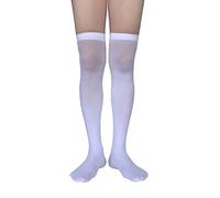 AUSUAYA Women Nylon Opaque Thigh High Christmas Stockings, School Girl Sheer Over Knee Silk Socks For Cosplay Party GB-NL-W3 (White)