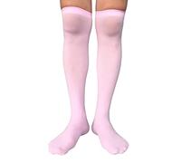 AUSUAYA Women Nylon Opaque Thigh High Christmas Stockings, School Girl Sheer Over Knee Silk Socks For Cosplay Party GB-NL-W3 (Pink)