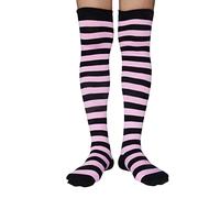 AUSUAYA Women Thigh High Socks Striped Extra Long, Over The Knee Stripe Stocking Cotton for Cosplay & Goth Leg Warmer GB-LW-3