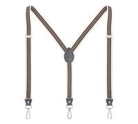 Ausukler Braces for Men and Women Extra Strong 2.5 cm with Carabiner Hook Elastic Strap for Jeans, beige / black, One Size