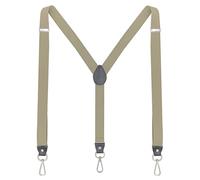 Ausukler Braces for Men and Women Extra Strong 2.5 cm with Carabiner Hook Elastic Strap for Jeans, beige, One Size