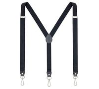 Ausukler Braces for Men and Women Extra Strong 2.5 cm with Carabiner Hook Elastic Strap for Jeans, black, One Size