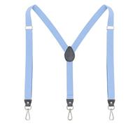 Ausukler Braces for Men and Women Extra Strong 2.5 cm with Carabiner Hook Elastic Strap for Jeans, lightblue, One Size