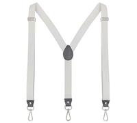 Ausukler Braces for Men and Women Extra Strong 2.5 cm with Carabiner Hook Elastic Strap for Jeans, White, One Size
