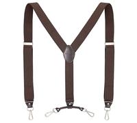 Ausukler Braces for Men Trousers Heavy Duty with 4 Swivel Hooks Adjustable One Size Elastic Suspenders (Coffee)