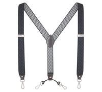 Ausukler Braces for Men Trousers Heavy Duty with 4 Swivel Hooks Adjustable One Size Elastic Suspenders (Black Diamond)