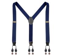 Ausukler Button Braces for Men Trousers Extra Strong 3.5 cm Wide with 6 Buttons One Size, navy, One Size