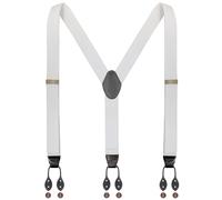 Ausukler Button Braces for Men Trousers Extra Strong 3.5 cm Wide with 6 Buttons One Size, White, One Size