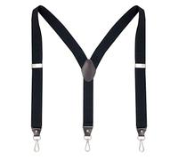 Ausukler Men's Suspender with Swivel Hooks and Elastic Straps Y-back, for Heay Duty, Big and Tall, Black, One size