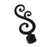 ausuky 1pcs Metal Curtain Pole Finial Window Drapery Rod Decorative End Head Accessories (Black K)