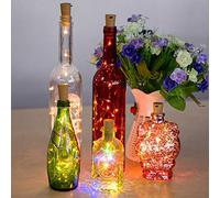 ausuky 2M 20 LED Bottle Fairy String Lights Battery Cork Shaped Christmas Wedding Party Decor (Multi)