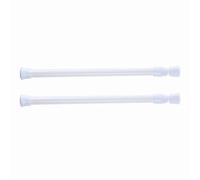 ausuky 2x Tension Rod Short Spring Loaded Adjustable Curtain Rods Expandable Pole 10-20" (White,25-40cm)