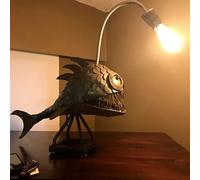ausuky 6"/8"/12" Handmade Retro Table Angler Fish Lamp Head Office Home Bar Lights Art Decor (12")
