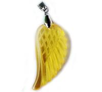 ausuky Gorgeous Angel's wings Carved Yellow Citrine Gemstone Silver Necklace Pendants, Red, One Size