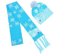 ausuky LED Flashing Christmas Tree Hat Beanie Scarf Crochet Sweater Light Up Knit Cap (Snowflake Hat + Scarf), One Size