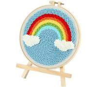 ausuky Punch Needle Starter Kit Embroidery Rug Hooking Hoop Beginner Kit Rainbow Landscape