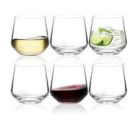 Ausune 6pcs Stemless Wine Glasses for Red, White, Rose Wine, Gin, Cocktail,410ml,Modern Design Drinking Glasses Set