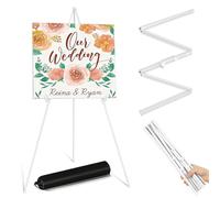 Ausune White Easel Stand for Wedding Sign & Poster, Collapsible Portable Easel Tripod,63in Tall Adjustable Metal Display Stand for Weddings, Events Art Display Rack and Posters Artwork Presentation