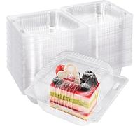 ausurme 100Pcs Clear Reusable Plastic Take Out Containers,Reusable Plastic Hinged Food Containers,Dessert Container with Lid for Salads,Dessert,Cakes,5x4.7x2.8 inch