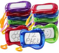 ausurme 12 Pieces Mini Magnetic Drawing Board,Mini Doodle Board with Backpack Keychain Clip,Sketch Erasable Doodle Pad for Kids Toddlers,Mini Magnetic Doodle Board Toys for Party Favors,4 Colors