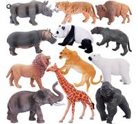 ausurme 12PCS Safari Animals Figures - Realistic Jungle Zoo Figurines, Wild Plastic Toys, African Learning Educational Playset for Kids Toddlers