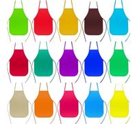 ausurme 15 Pieces Children's Artists Fabric Aprons,15 Colors Kids Painting Aprons,Middle Size Kids Apron for Painting,Non Woven Kid Art Apron for Classroom,Kitchen,Crafts and Art Paint Activity