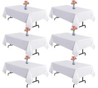 ausurme 5Pcs White Table Cloth,137x274cm Disposable Tablecloths,Rectangle Plastic Table Cover,White Party Tablecloth for Parties Wedding Birthdays Picnic Christmas Party Favor